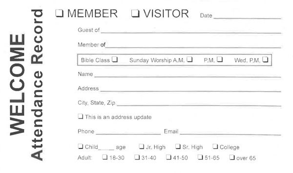 Attendance Cards (pkg of 500)