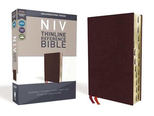NIV Thinline Reference Bible, Bonded Leather, Burgundy, Indexed