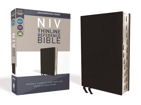 NIV Thinline Reference Bible, Bonded Leather, Black, Indexed