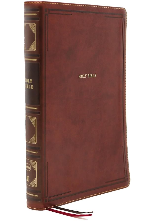 NKJV Giant Print Center-Column Reference Bible, Leathersoft, Brown