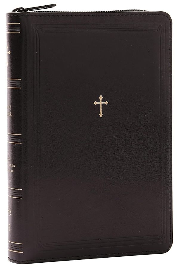 NKJV Compact Paragraph-Style Reference Bible, Leathersoft, Black with Zipper
