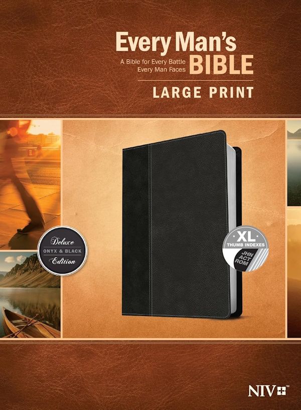 NIV Every Man's Large Print Bible, Leathersoft, Black/Onyx, Indexed
