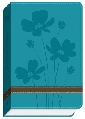 God's Word Compact Bible, Duravella, Turquoise / Brown Flower Design