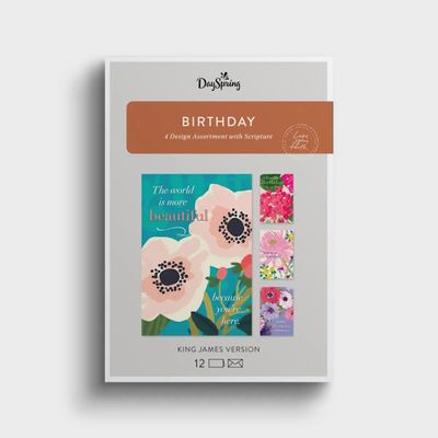 Boxed Cards - Birthday - Beautiful Birthday Flowers (Close Up), KJV