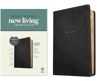 NLT Thinline Large Print Center-Column Reference Bible, Filament Enabled Edition, LeatherLike, Black Holy Windows