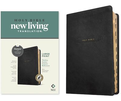 NLT Thinline Large Print Center-Column Reference Bible, Filament Enabled Edition, LeatherLike, Black Holy Windows, Indexed