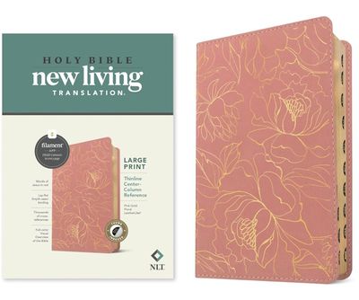 NLT Thinline Large Print Center-Column Reference Bible, Filament Enabled Edition, LeatherLike, Pink Gold Floral, Indexed