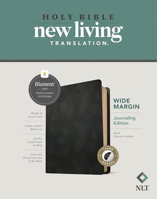 NLT Wide Margin Journaling Edition Bible, Filament Enabled Edition, Genuine Leather, Black, Indexed
