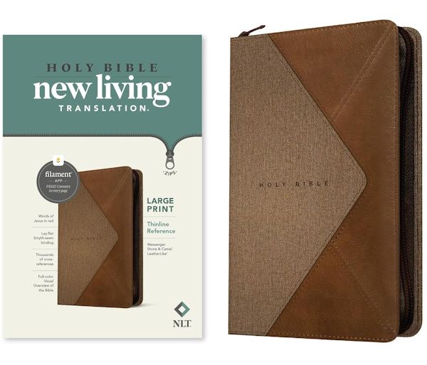 NLT Thinline Large Print Reference Zipper Bible, Filament Enabled Edition, LeatherLike, Messenger Stone & Camel NLT Thinline Large Print Reference Zipper Bible, Filament Enabled Edition, LeatherLike, Messenger Stone & Camel