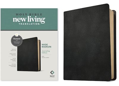NLT Wide Margin Journaling Edition Bible, Filament Enabled Edition, Genuine Leather, Black