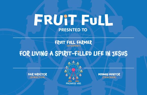 Fruit Full VBS Student Certificates (pk of 25)