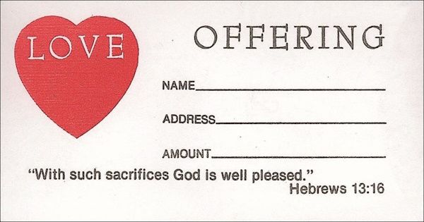 Offering Envelope - Love Offering (Hebrews 13:16) No. 3 Size (4.25 in x 2.125 in)