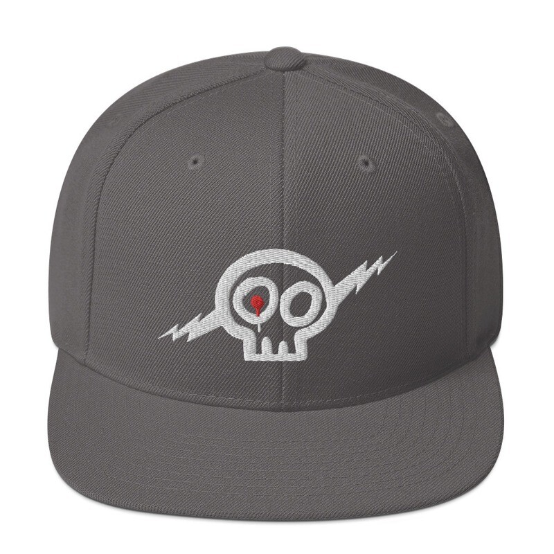 White Skully Snapback Hat - 