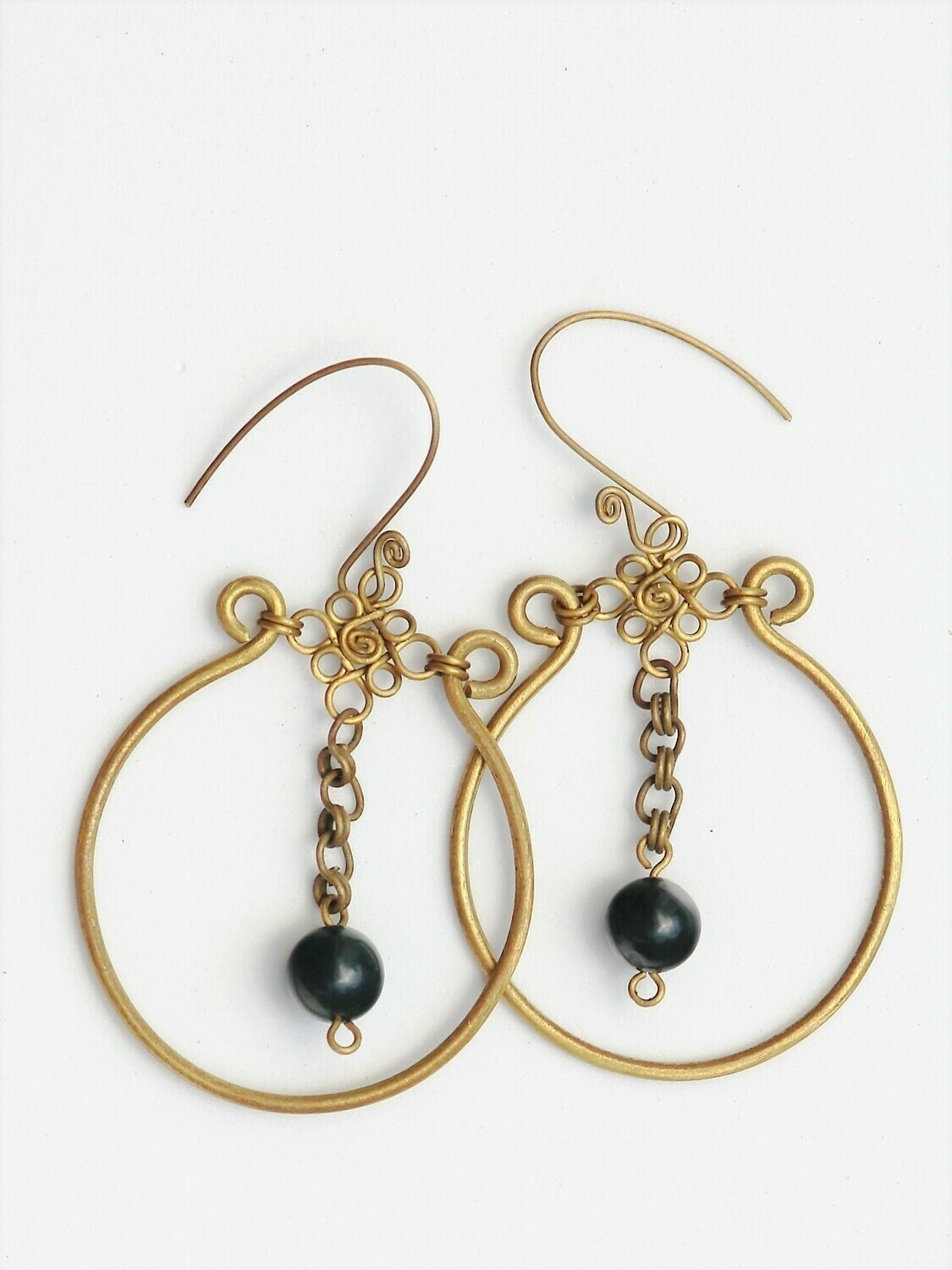 Brass earrings with dangles