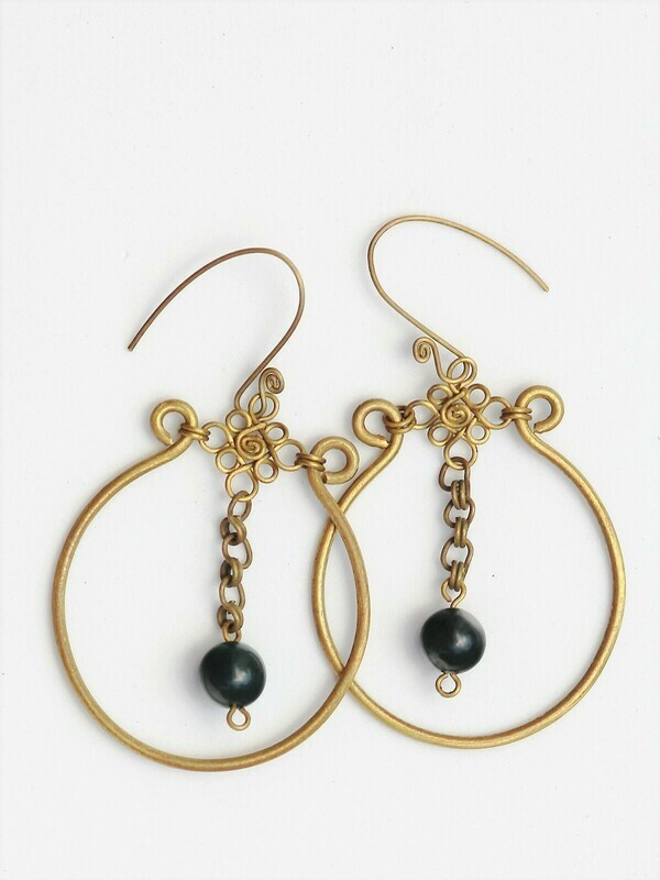 Brass earrings with dangles