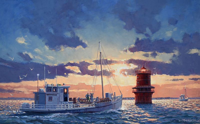 F.D. Crockett Off Thimble Shoal Lighthouse Paper Print Only