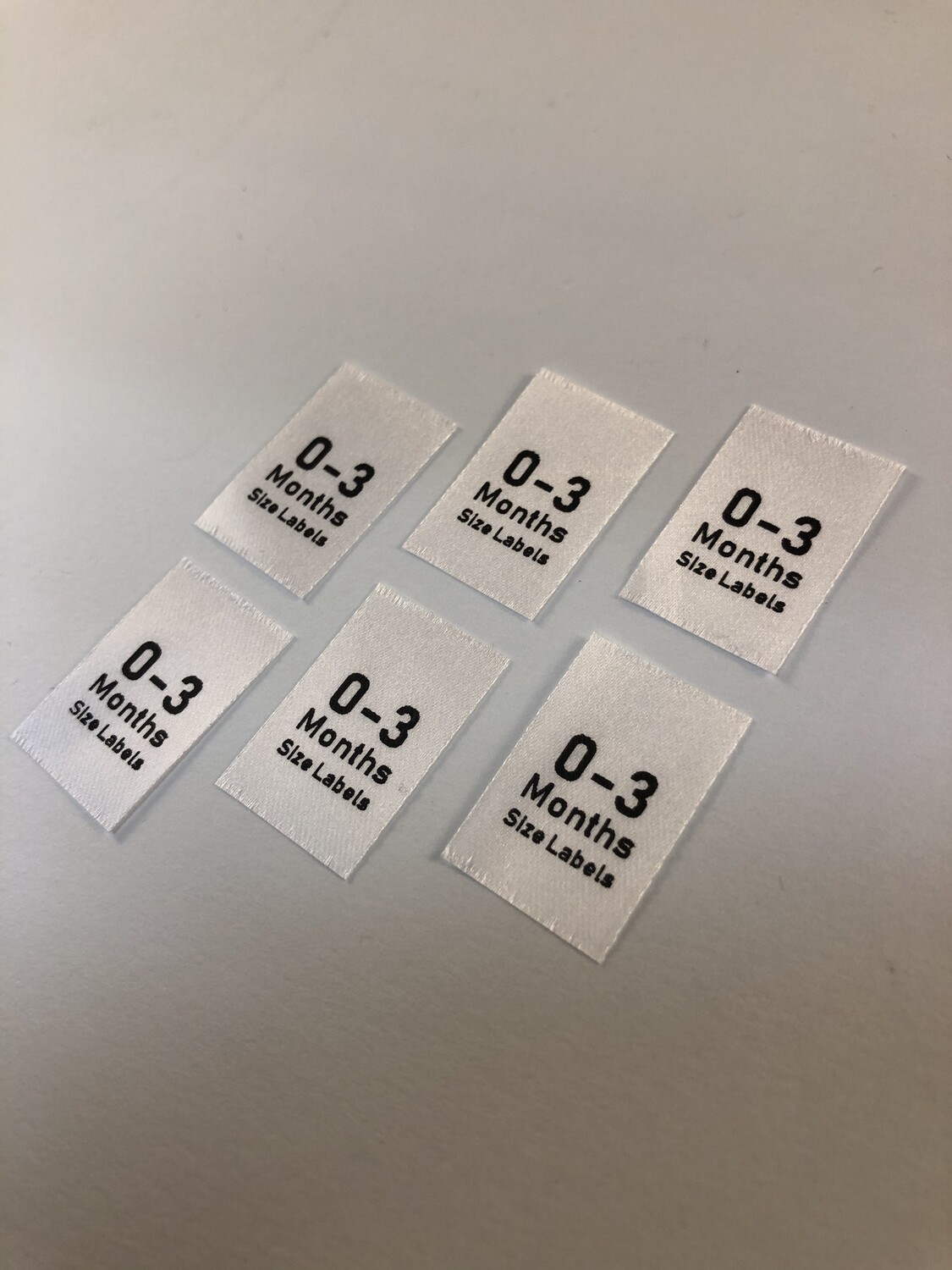 Size Labels (15mm Width Fray Resistant) x 100 Labels