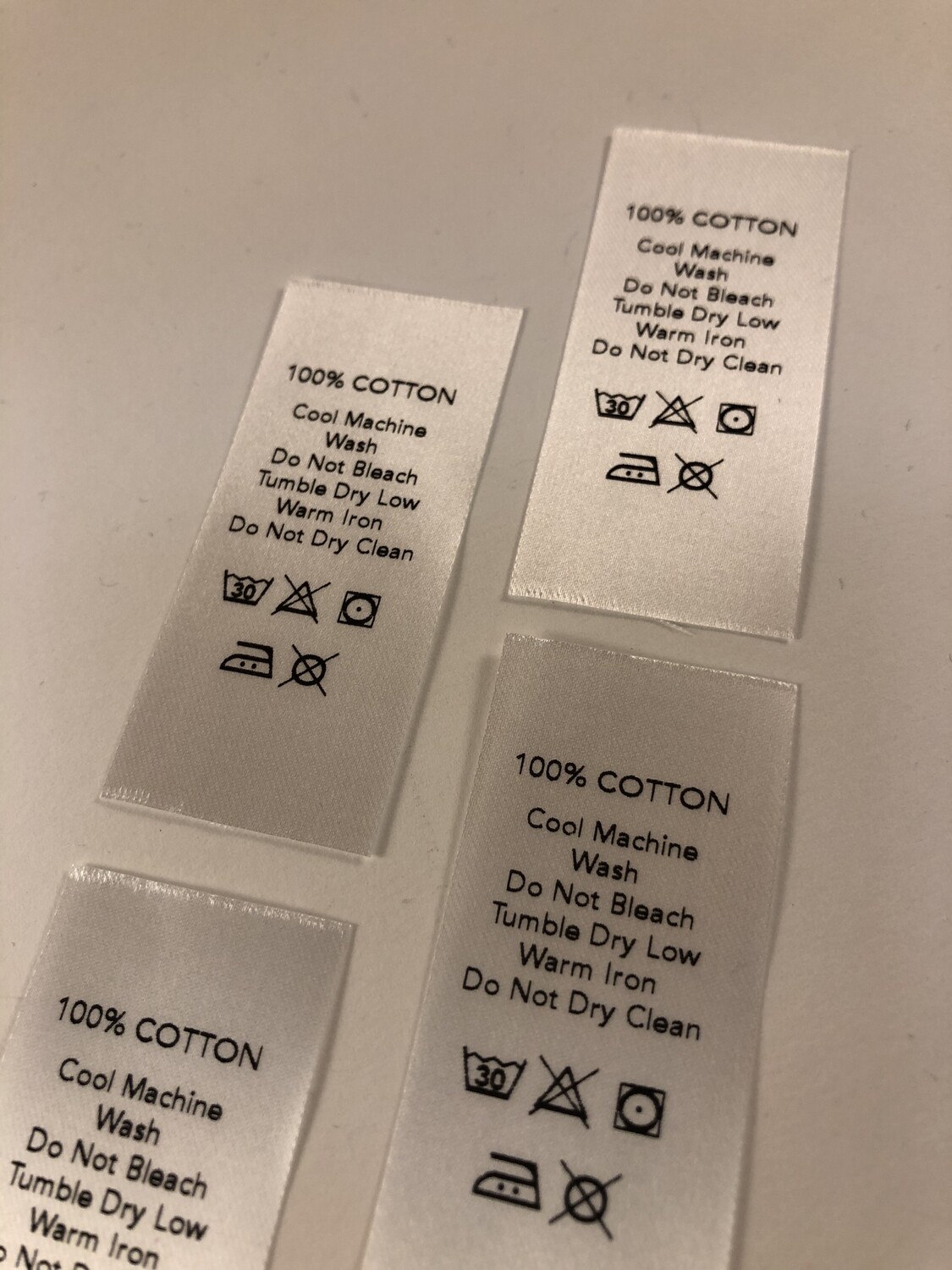 Standard Fabric Content Labels PRINTED x 100 Labels