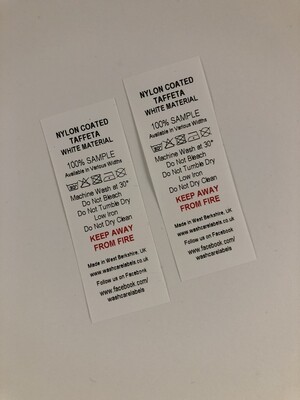 Nylon Coated Taffeta PRINTED x 100 Labels