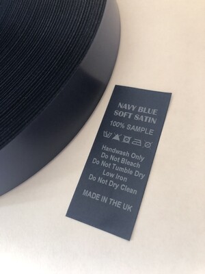 Navy Blue Soft Satin Printed x 100 Labels