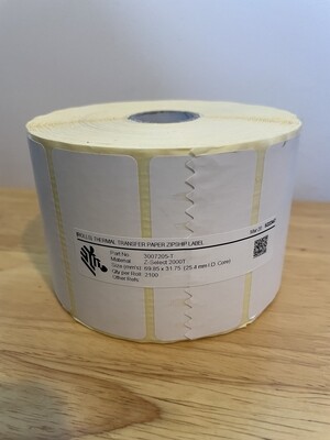 70mm x 32mm TT Zebra Thermal Transfer Labels x 1 Roll