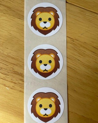 Printed Circle Stickers - Leo the Lion - 35mm Diameter x 25 Stickers