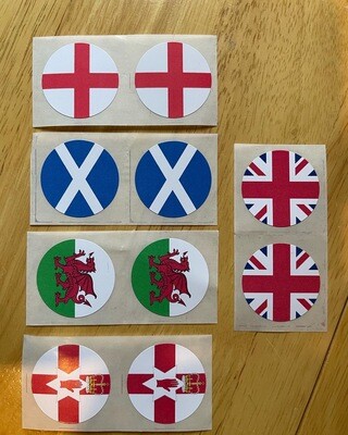 Printed Circle Stickers - Flags - 35mm Diameter x 25 Stickers