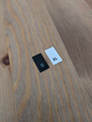 Size Labels (10mm Width Fray Resistant) x 100 Labels