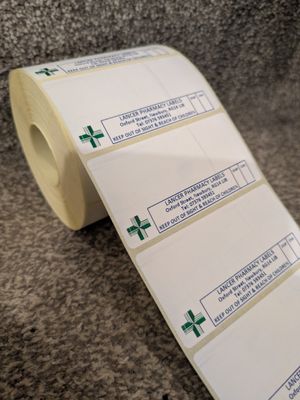 72 x 36mm Direct Thermal Pharmacy Labels Pre-Printed