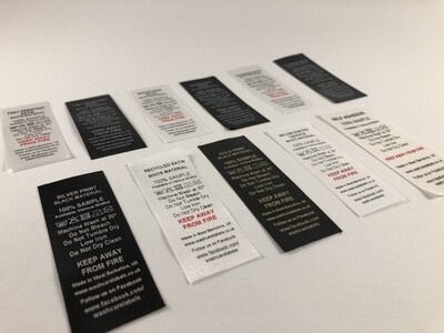 Custom satin wash care labels UK