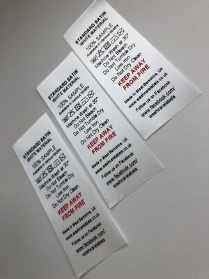 Custom satin wash care labels UK