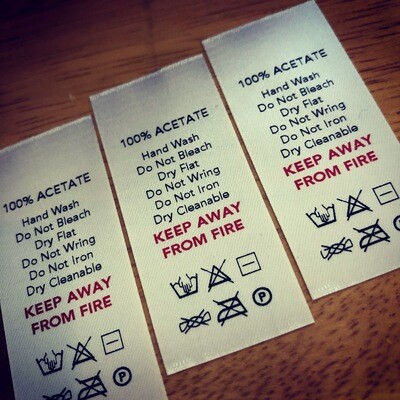 Standard Fabric Content printed wash care labels for clothing brands