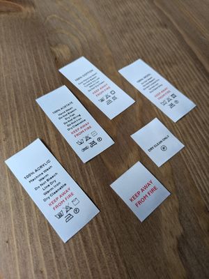 Standard Fabric Content Wash Care Labels