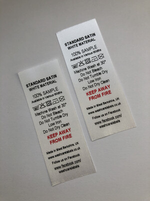 Standard Soft Satin PRINTED x 100 Labels