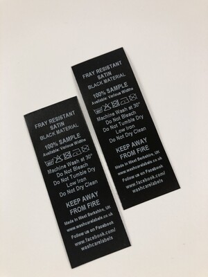 Fray Resistant Satin PRINTED x 100 Labels