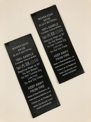 Woven Edge Satin PRINTED x 100 Garment Care Labels