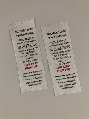 Recycled Soft Satin PRINTED x 100 Labels Recycled Soft Satin PRINTED x 100 Labels