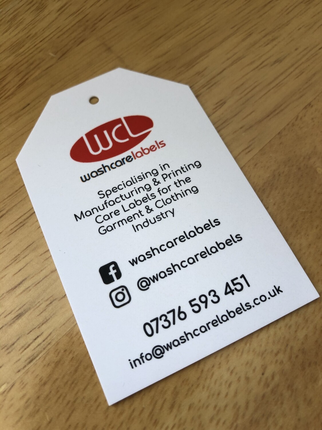 85mm x 55mm custom swing tags