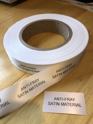 ANTI-FRAY Satin Material x 100 Printed Labels