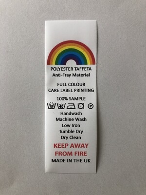 Polyester Taffeta COLOUR PRINTED Labels x 100