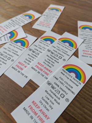 Polyester Taffeta COLOUR PRINTED Labels Custom polyester taffeta colour printed labels on roll for garment branding and care instructions