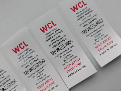 30mm Width Nylon Coated Taffeta PRINTED x 100 Labels 30mm Width Nylon Coated Taffeta PRINTED x 100 Labels