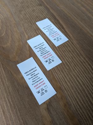100% Acrylic Labels – Fabric Content & Care Tags for Garments