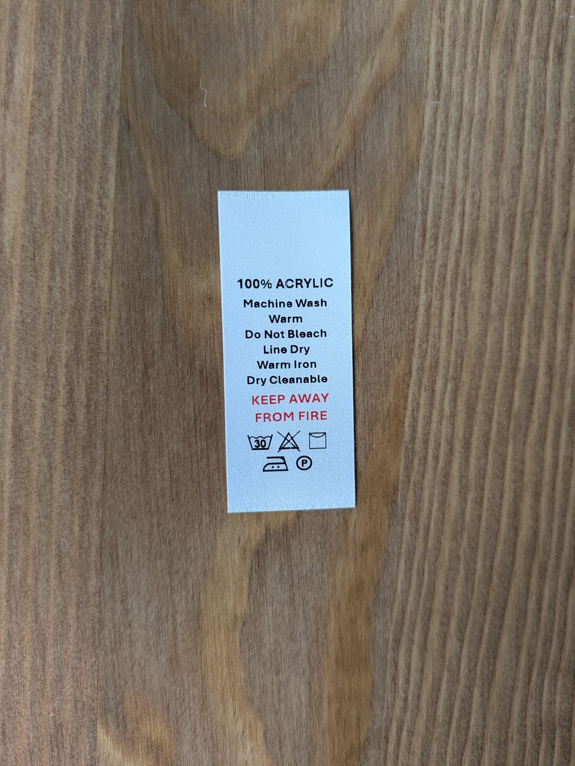 100% Acrylic Labels – Printed Garment &amp; Care Tags