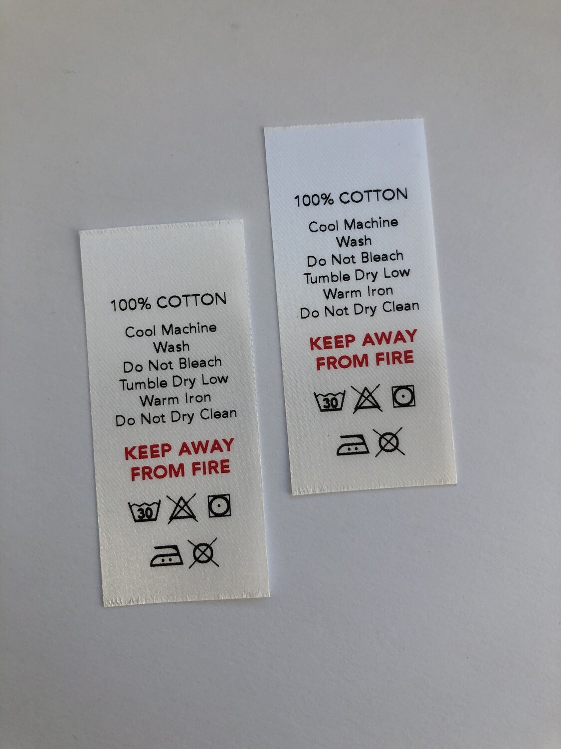 100% Cotton Labels – Printed Garment &amp; Care Tags