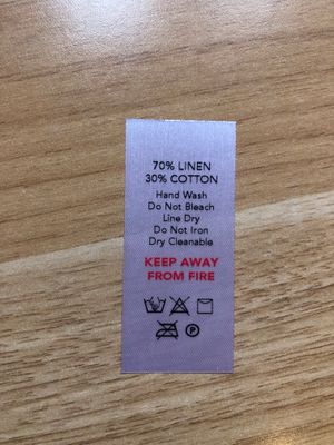 70% Linen / 30% Cotton Labels – Printed Garment Tags