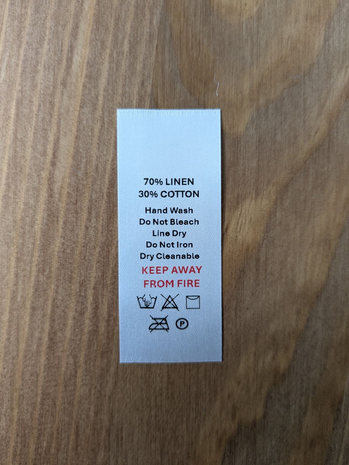 70% Linen / 30% Cotton Labels – Printed Garment Tags