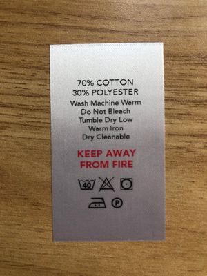 70% Cotton / 30% Polyester Labels – Printed Garment Tags