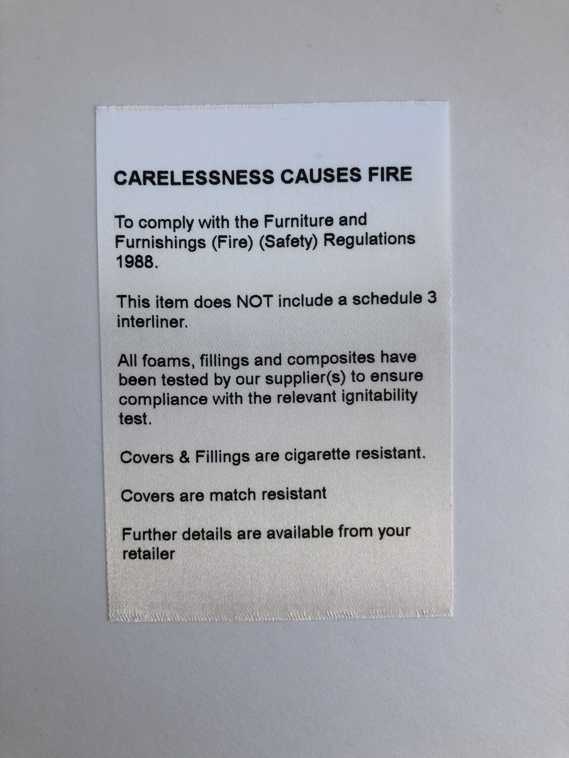 Carelessness Causes Fire Satin Labels