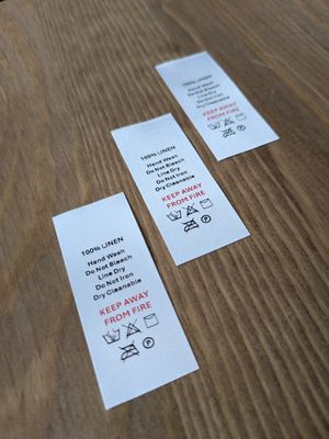 100% Linen Labels – Fabric Content & Care Tags for Garments